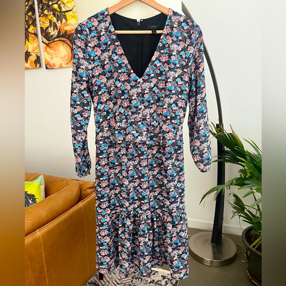 J. Crew Long Sleeve Ruffle Midi Dress - Picture 3 of 7